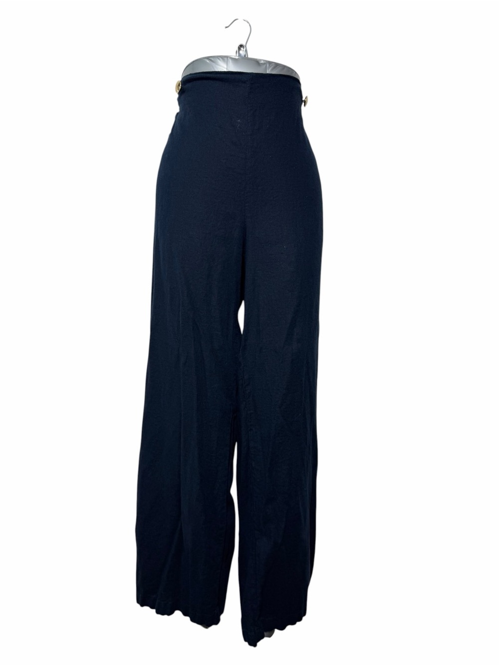 Michael Kors Navy Linen Blend Wide Leg Pants Elastic Waist Size L